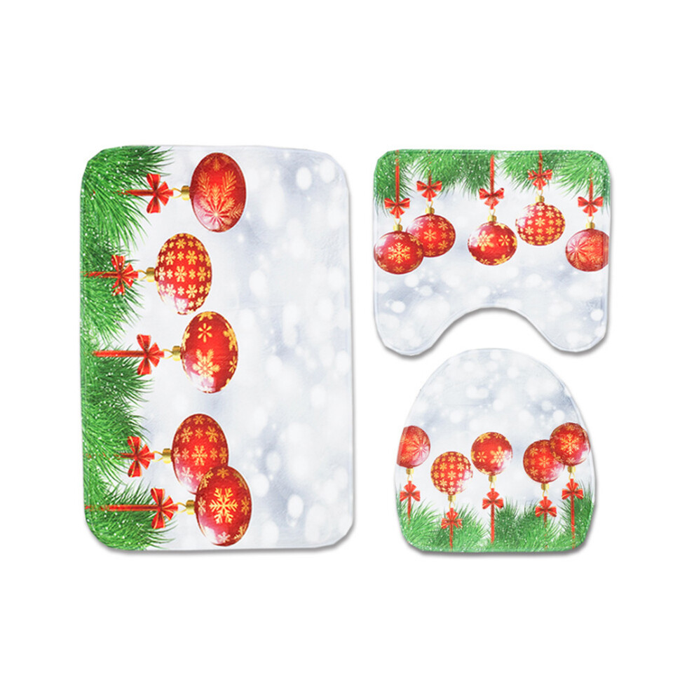 (22) Christmas Santa Claus Toilet Cover & Bathroom Carpet 3-Piece Set