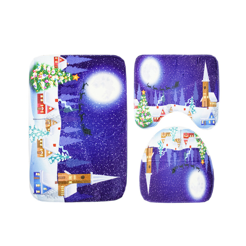 (23) Christmas Santa Claus Toilet Cover & Bathroom Carpet 3-Piece Set