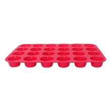 (Red) DIY Baking Mold 24 Cavity Small Round Silicone Cake Chocolate Mould Tray Bakeware