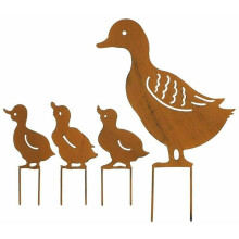 (brown) Metal Duck Family Silhouette Stakes Decor Set Garden Yard Lawn Shadow Cutouts