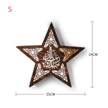 (S) Eid Mubarak Ramadan KashiwagiWooden Star Lantern For Muslim Islam Eid Festival Celebration Ornament