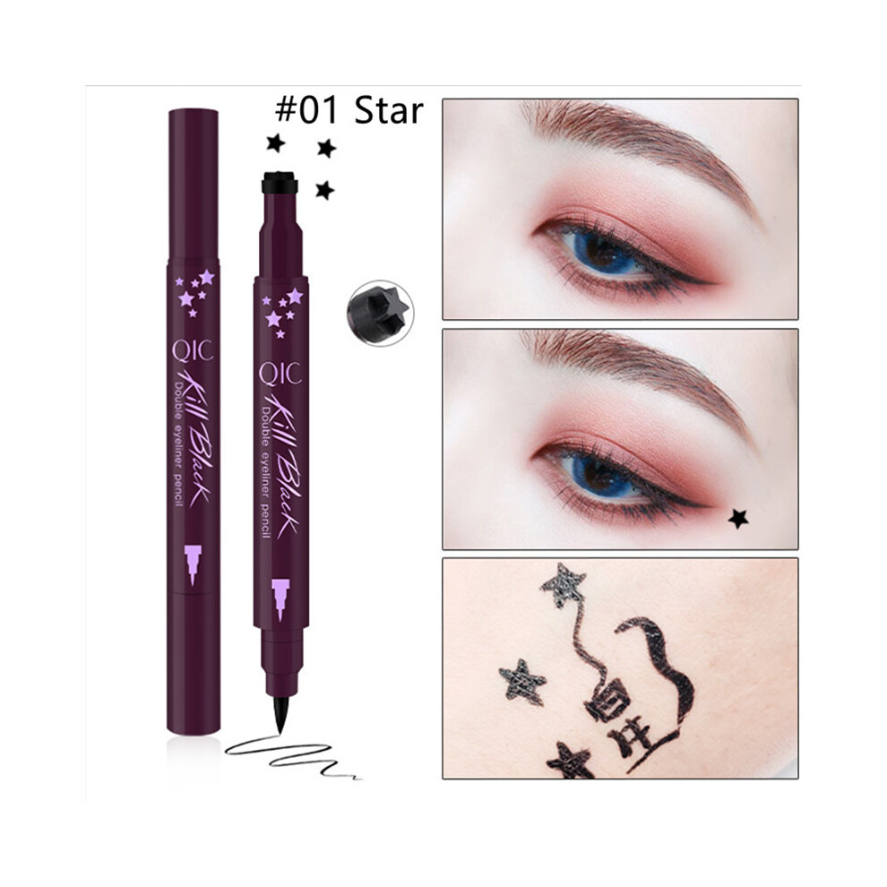 (#01 Star) Double Head Waterproof Liquid Eyeliner Tattoo Stamp Liner Pencil Makeup Trendy