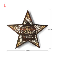 (L) Eid Mubarak Ramadan KashiwagiWooden Star Lantern For Muslim Islam Eid Festival Celebration Ornament