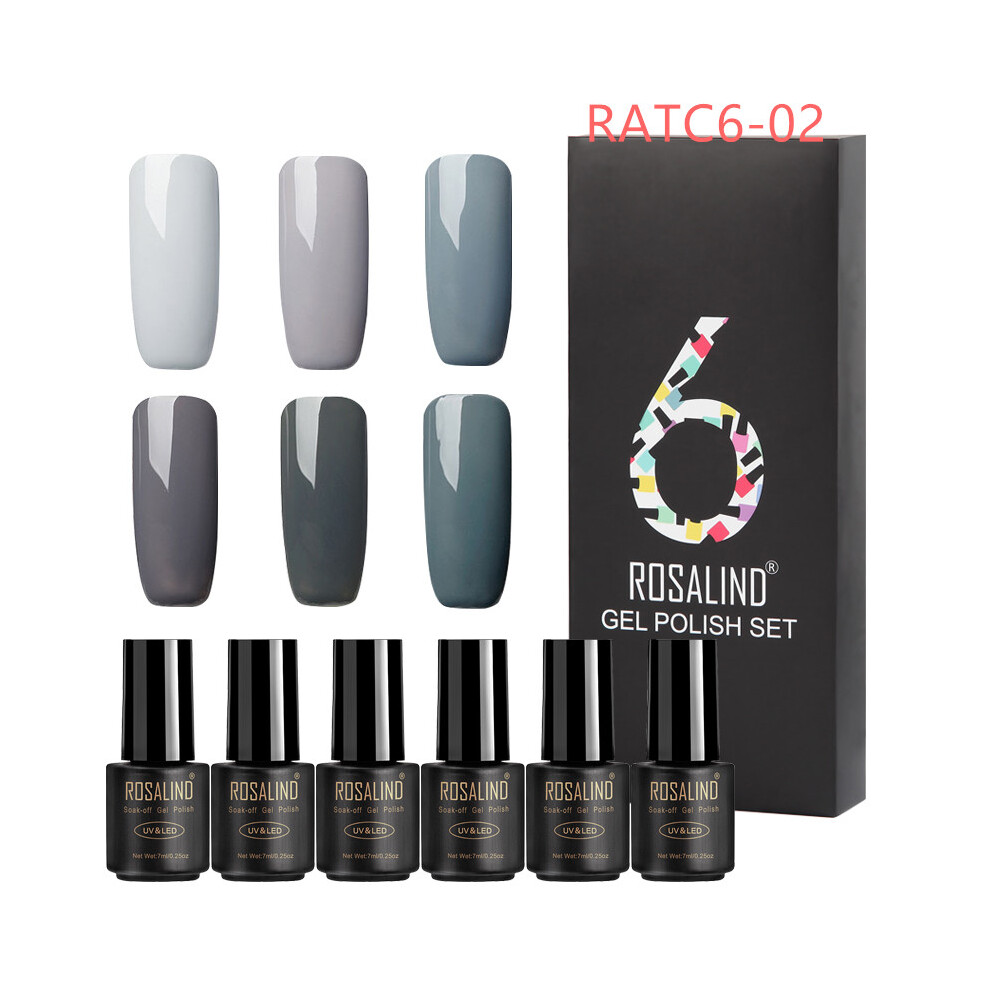 (RATC6-02) 6PCS ROSALIND Gel Nail Polish Set Series UV Lacquer Varnish Set For Art Desgin Manicure Top And Base