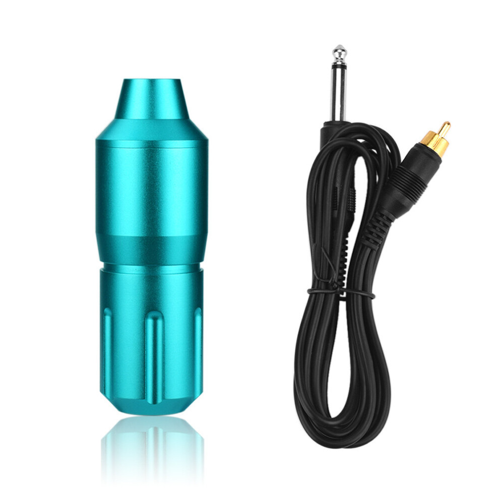 (Blue-Green) Tattoo Pen Rotary Tattoo Machine Shader Liner Electric RCA Power Cable Motor Tattoo Cartridge Needles for Tattooist