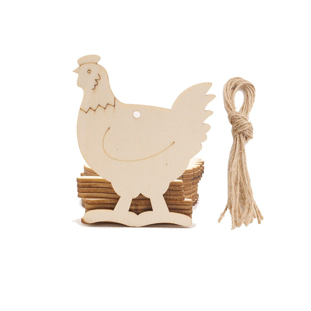 (Rooster (10Pcs)) Easter Party Crafts Ornaments Creative Decoration Diy Hand-Painted Rabbit Wooden Pendant Gift 320997817437