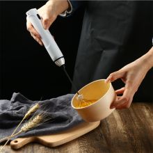 (White) USB Rechargeable Milk Frother Household 3-Speed Coffee Foamer Multifunctional Handheld Electric Whisk