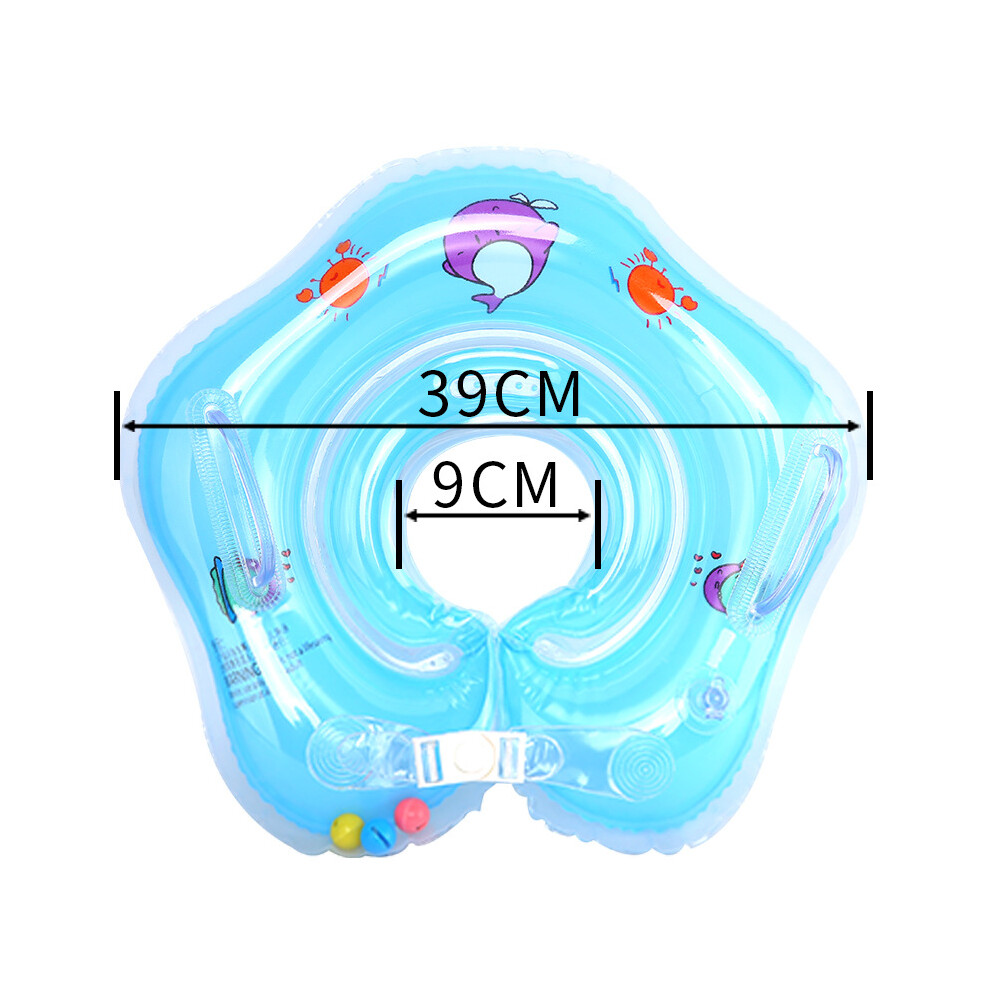 (Blue) Baby & Toddler Inflatable Swimming Ring Collar, Safety Float for Pool Fun & Learning Aids
