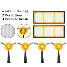 (2 Filters+4 Side Brushes) For Shark ION ROBOT RV720 RV750 Filter Side Brush Vacuum Cleaner Parts