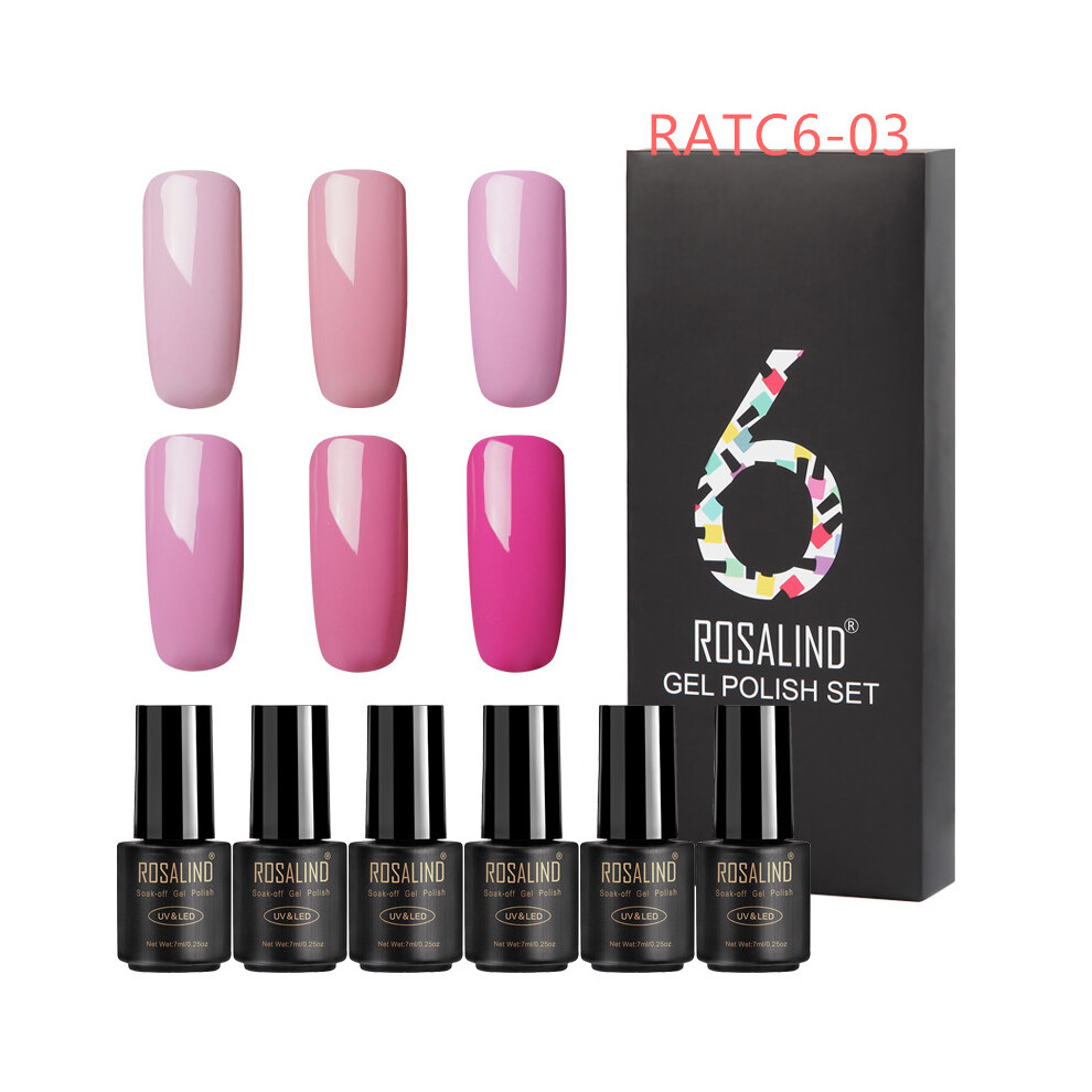 (RATC6-03) 6PCS ROSALIND Gel Nail Polish Set Series UV Lacquer Varnish Set For Art Desgin Manicure Top And Base