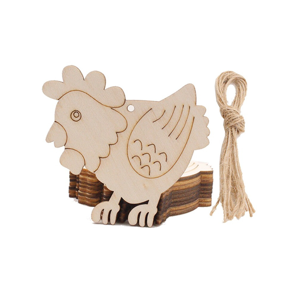 (Hen (10Pcs)) Easter Party Crafts Ornaments Creative Decoration Diy Hand-Painted Rabbit Wooden Pendant Gift 320997817420
