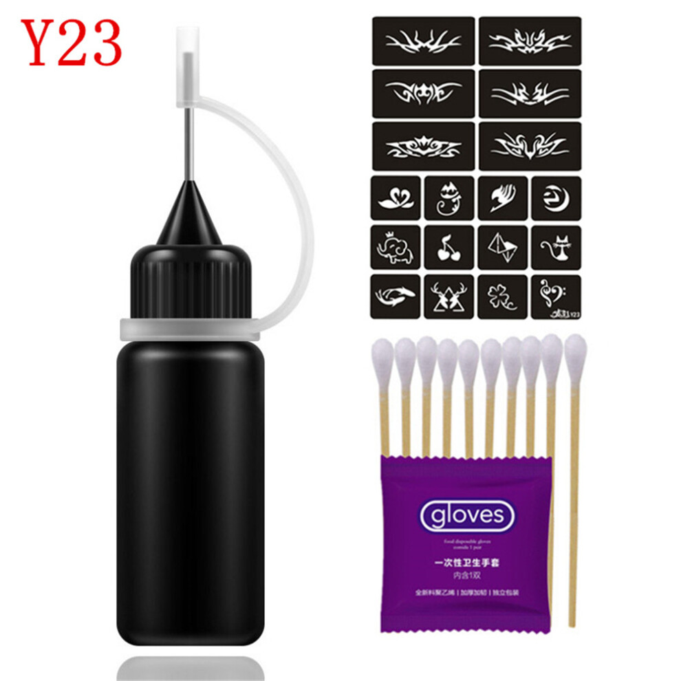 (Y23) Organic Henna Tattoo Ink Cream Set - 2-Week Temporary Juice Stencils Plant-Based Tattoos