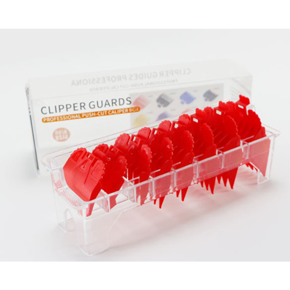 Red (Red) 8Pcs Universal Hair Clipper Cutting Guides Guards Limit Combs Set For Wahl Attachment