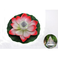 (Red) Floating Solar Powered LED Lotus Flower Light Pond Pool Garden Landscape Lamp