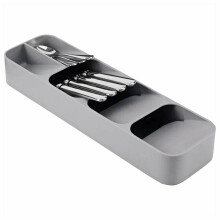 (Gray) Spoon Organiser Storage Drawer Tableware Separation Box Kitchen Utensil Tray
