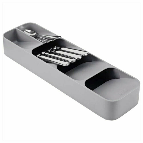 (Gray) Spoon Organiser Storage Drawer Tableware Separation Box Kitchen Utensil Tray