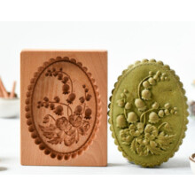 (Violet) Mould Shortbread Mold Carved Wooden Gingerbread Cookie Mold Cookie Cutter Molds