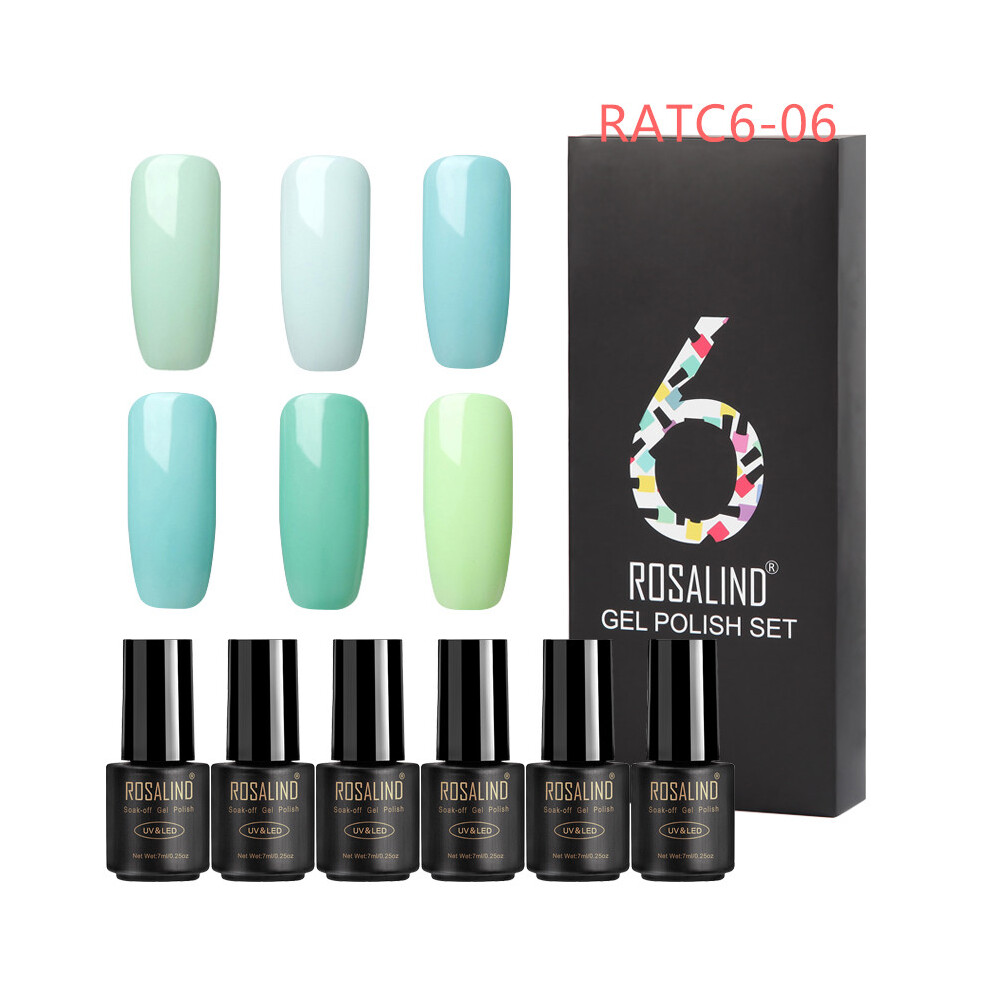 (RATC6-06) 6PCS ROSALIND Gel Nail Polish Set Series UV Lacquer Varnish Set For Art Desgin Manicure Top And Base