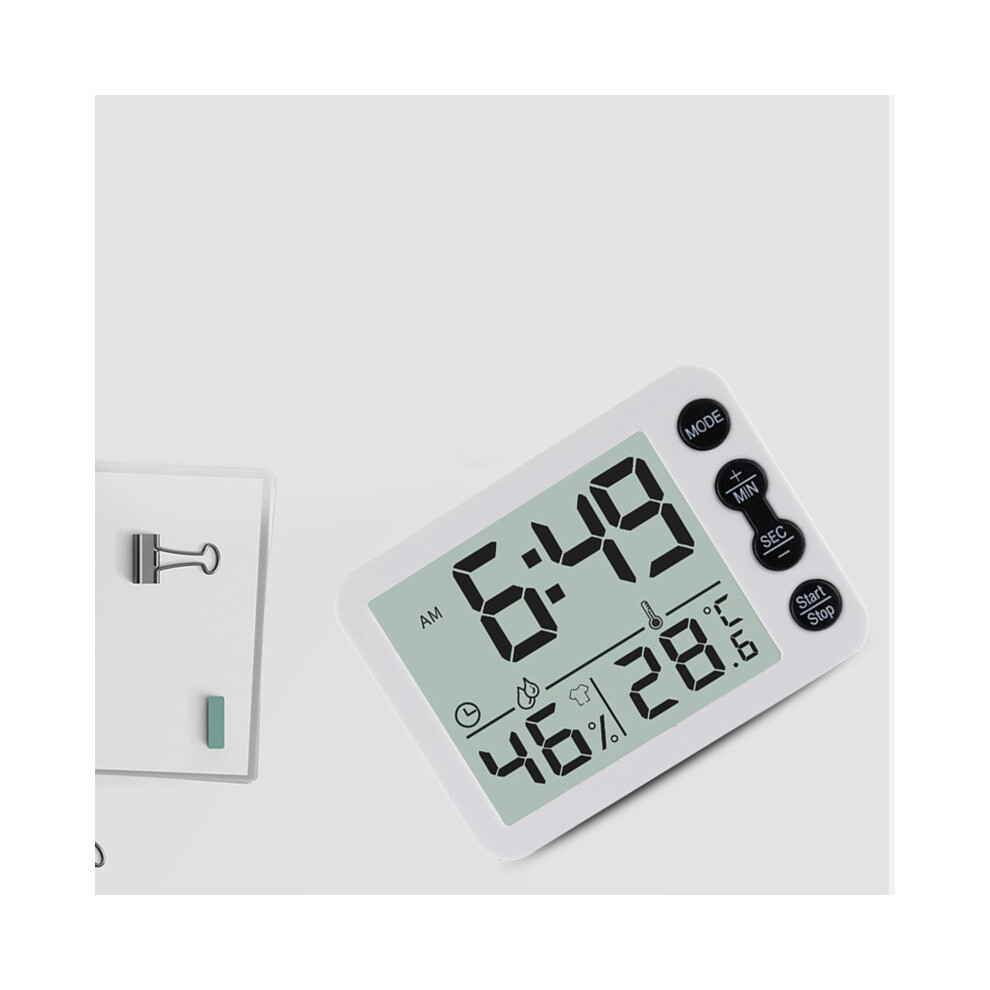 (+Black) Multifunctional Indoor Baby Room Thermometer Hygrometer Large Screen Alarm Clock White/Black