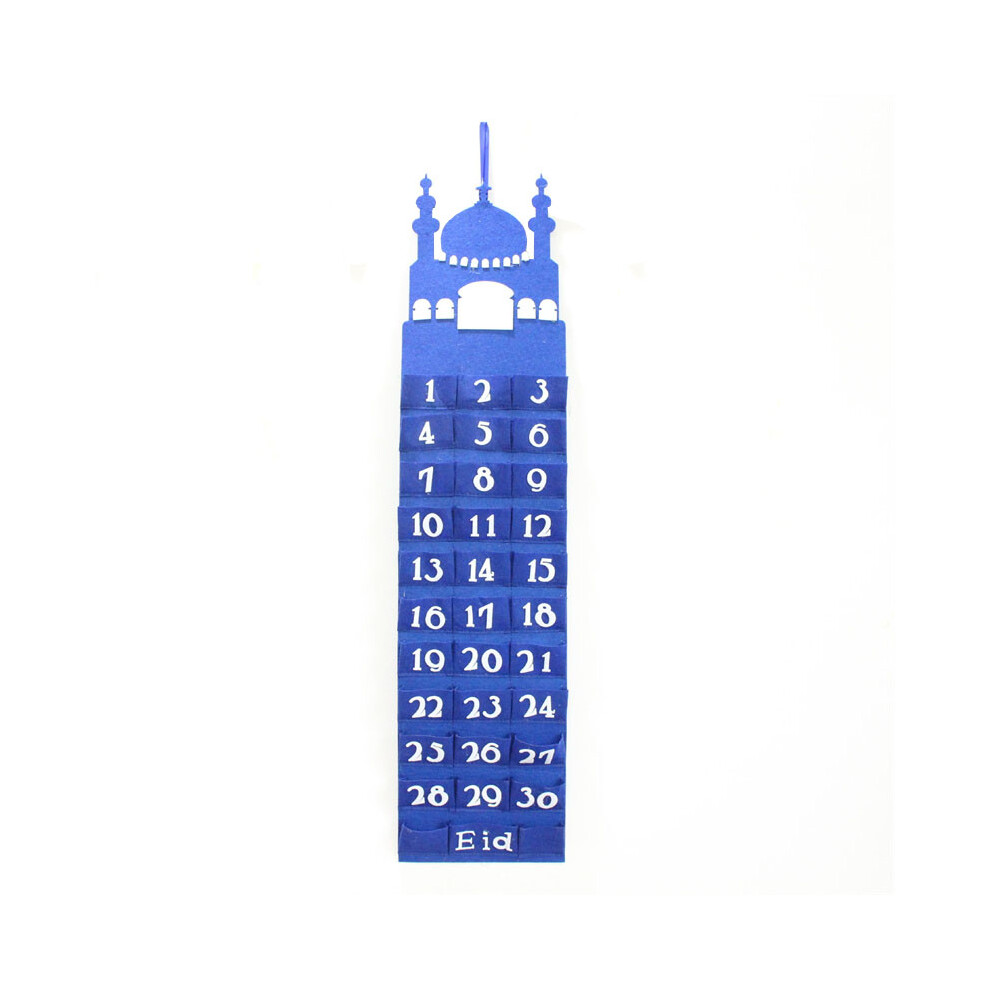 (Blue) Ramadan Mubarak Felt Advent Calendar Countdown Muslim Kid Gift Hanging Decor Blue 320997797654