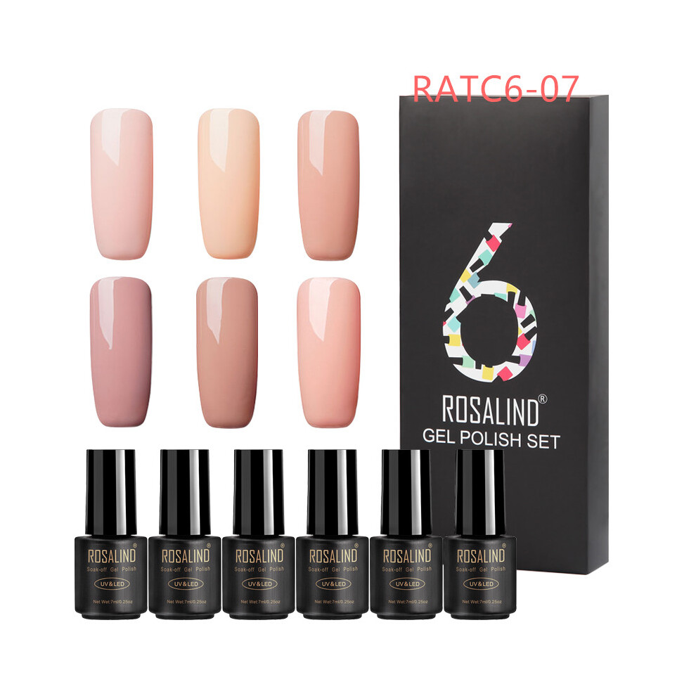 (RATC6-07) 6PCS ROSALIND Gel Nail Polish Set Series UV Lacquer Varnish Set For Art Desgin Manicure Top And Base