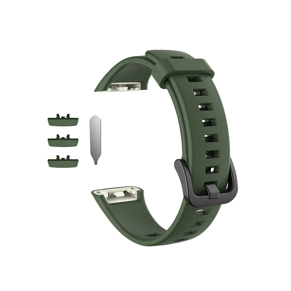 Dark/Green ( Green) For Huawei Honor Band 6 Silicone Strap Replacement Wristband Solid Color Watchband