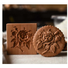 (Rose) Mould Shortbread Mold Carved Wooden Gingerbread Cookie Mold Cookie Cutter Molds