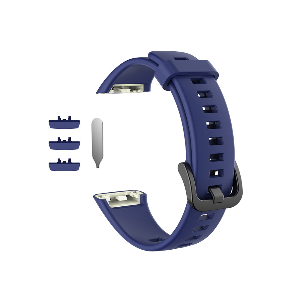 Blue (Midnight ) For Huawei Honor Band 6 Silicone Strap Replacement Wristband Solid Color Watchband
