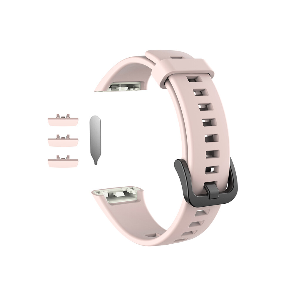 Pink (Pink) For Huawei Honor Band 6 Silicone Strap Replacement Wristband Solid Color Watchband