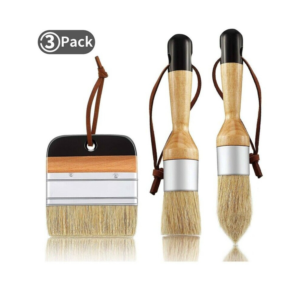 3Pack Chalk And Wax Paint Brushes Bristle Stencil Brushes For Wood Furnitur 320997818694