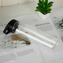 (Black) 750ml Portable Water Bottle Gym Travel Clear BPA Free Leakproof Drinking Bottles