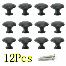 (Black) 12 Pcs Door Knobs Cabinet Handles Cupboard Drawer Kitchen Stainless Steel DIY
