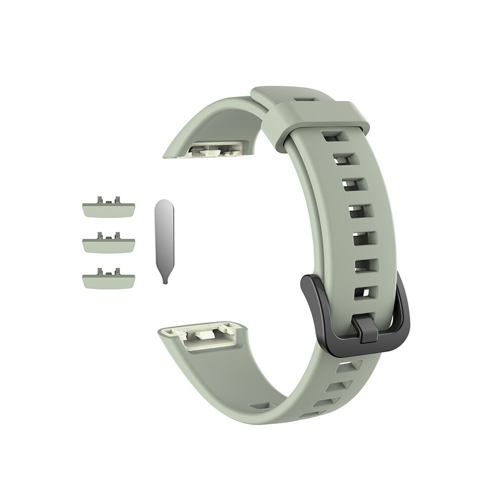 Gray/Green ( Green) For Huawei Honor Band 6 Silicone Strap Replacement Wristband Solid Color Watchband
