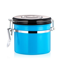 (Blue) 800mL Stainless Steel Airtight Sealed Container Coffee Milk Powder Storage Jar
