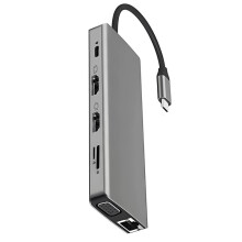 12 in 1 USB C Hub Triple Display Monitor Adapter Laptop Hub USB C to 4K VGA Ethernet 1000M PD 4USB Audio for PC Laptop