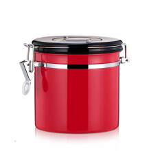 (Red) 800mL Stainless Steel Airtight Sealed Container Coffee Milk Powder Storage Jar