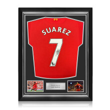 Luis Suarez Signed Original Liverpool 2012-13 Football Shirt. Superior Frame