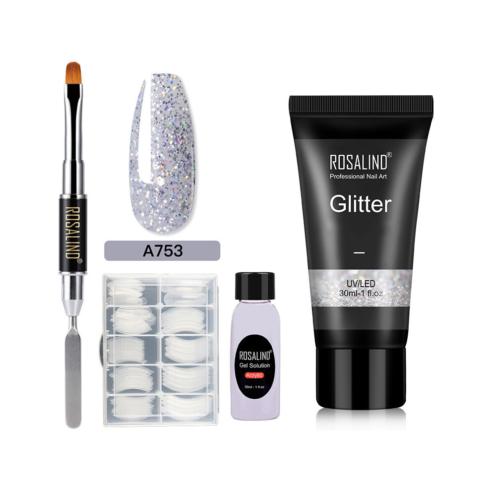 (A753) ROSALIND Glitter Poly Nail Gel Polish Set For Nail Art Extension Builder Manicure
