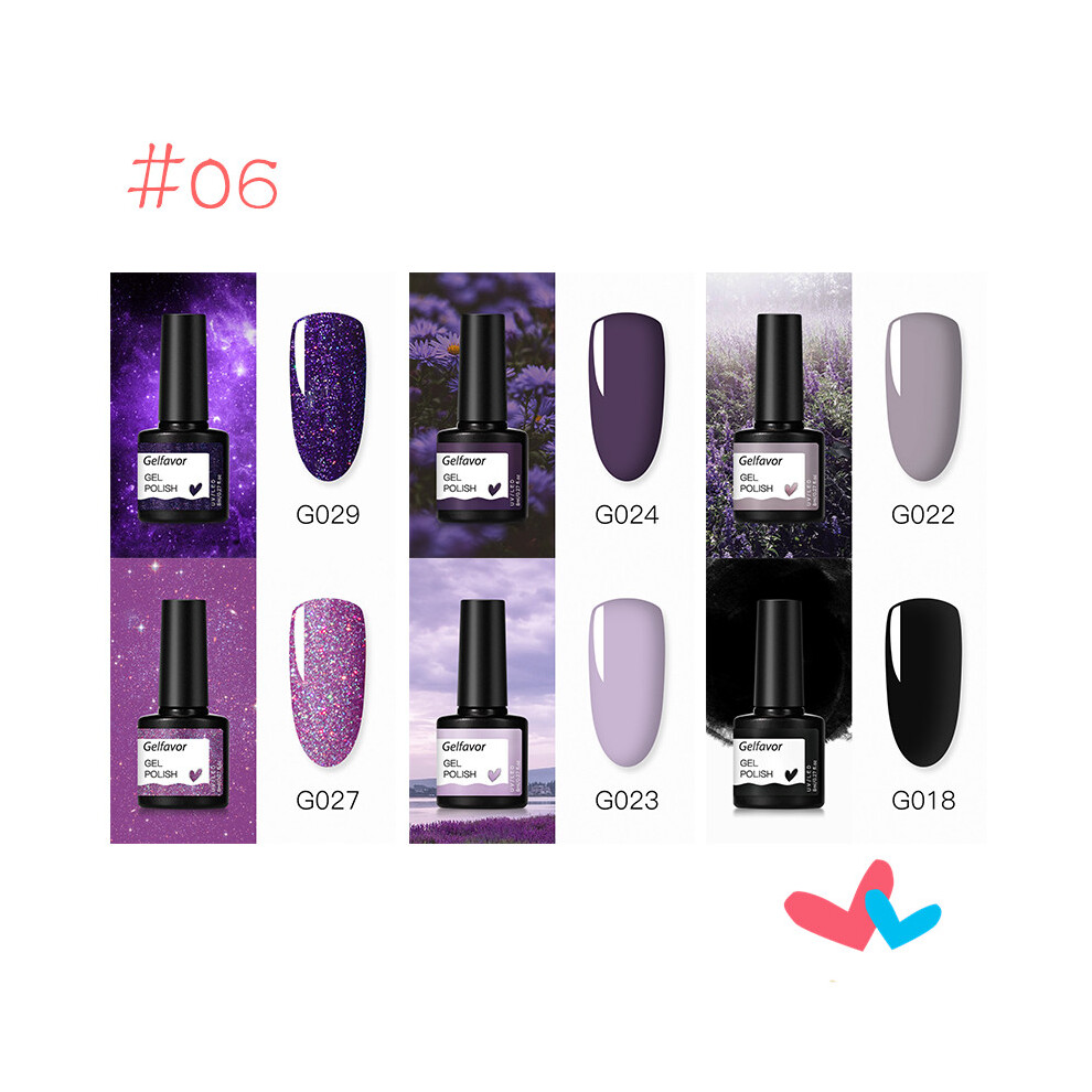 Light (#10) Gelfavor 8Ml Soak Off Gel Nail Polish Glitter Uv Led Varnish Manicure Set