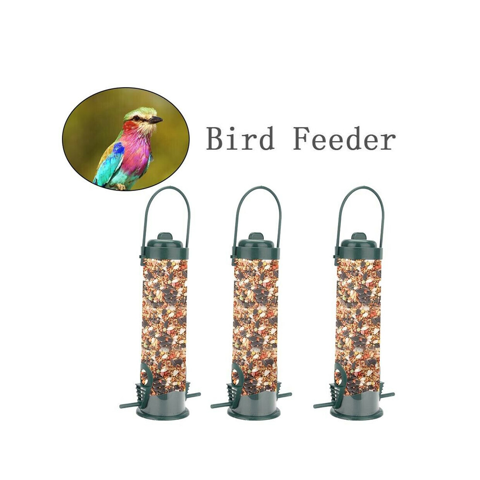 Hanging Garden Wild Bird Feeder Seed Container Hanger Outdoor Green Feeding
