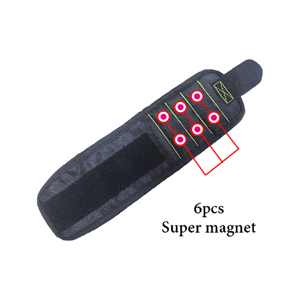 (Black) Magnetic Wristband Bracelet Wrist Strap Holding Screws Nails For Diy Handyman 320997810674