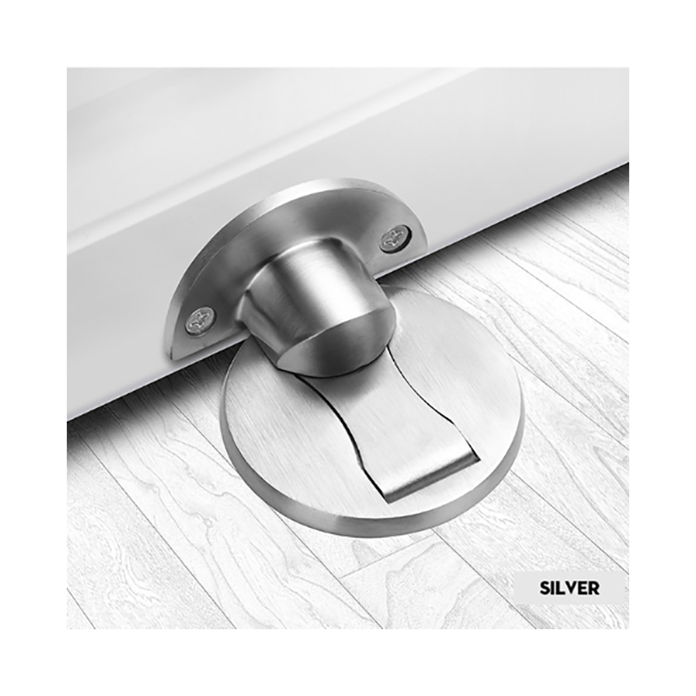 (Sliver) 304 Stainless Steel Invisible Magnetic Door Catch Stopper Floor Metal Anti-Collision Doorstop 320997810490