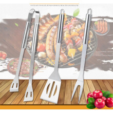 3PCS Outdoor Stainless Steel Fork Shovel BBQ Grill Barbecue Tools With Nylon Bag
