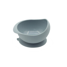 (Gray blue) Children's  Silicone oval silicone suction bowl Toddler Utensils Self Feeding Training Silicone Cutlery