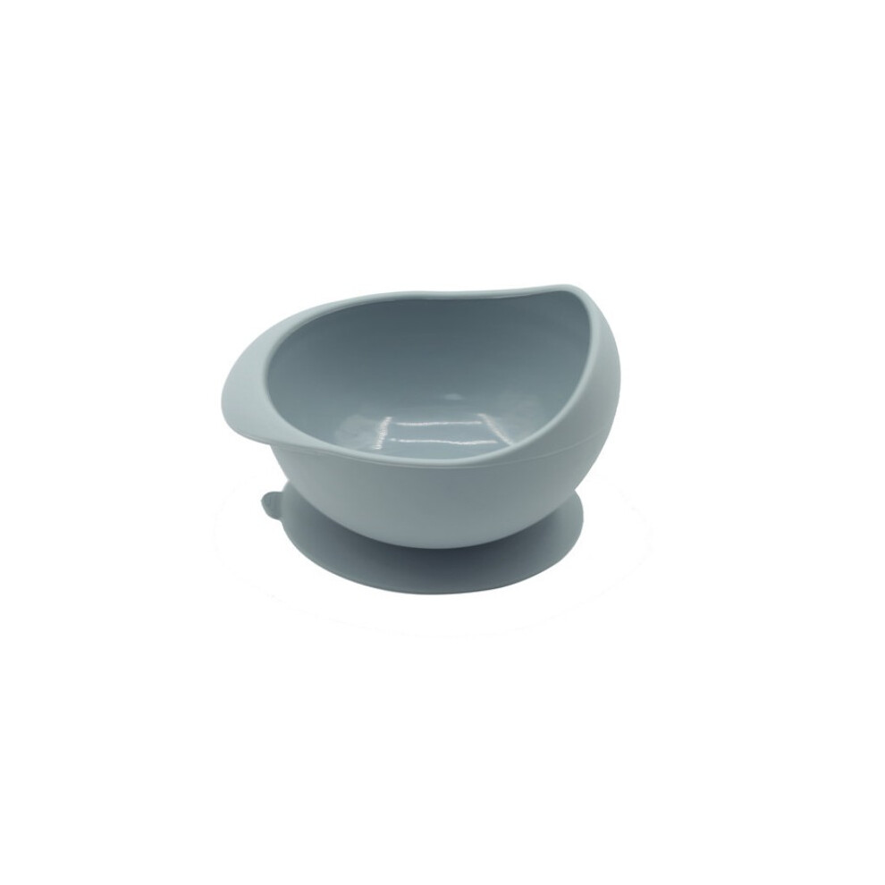 ( Blue) Children's Silicone Oval Silicone Suction Bowl Toddler Utensils Self Feeding Training Silicone Cutlery Gray/Blue