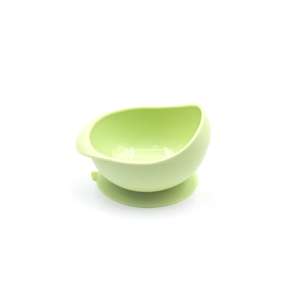 (Green) Children's Silicone Oval Silicone Suction Bowl Toddler Utensils Self Feeding Training Silicone Cutlery Green