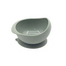 (Gray green) Children's Silicone oval silicone suction bowl Toddler Utensils Self Feeding Training Silicone Cutlery