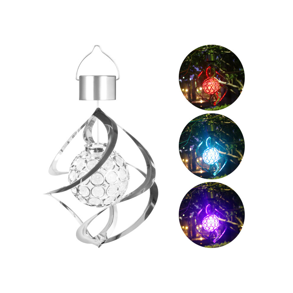 Solar Powered Spiral Wind Spinner Color Changing Led Light Garden Yard Hanging Lamp 110691796745