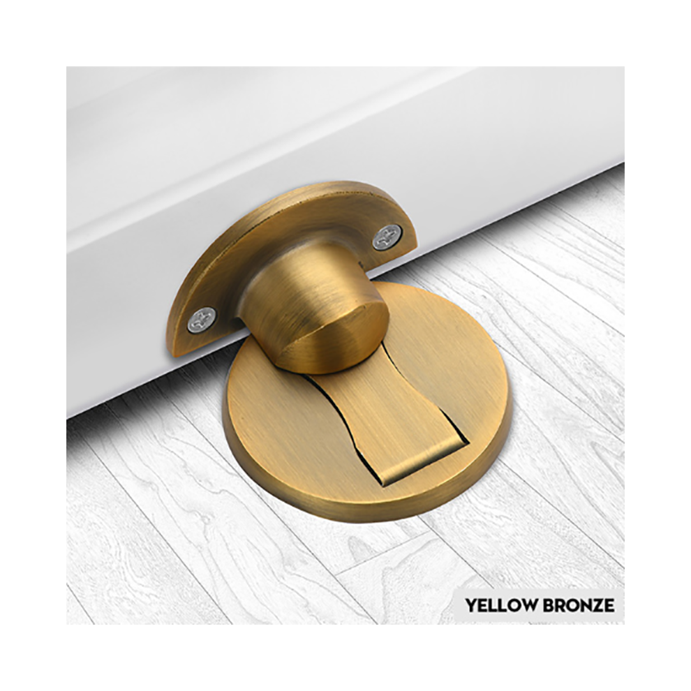 (Yellow Bronze) 304 Stainless Steel Invisible Magnetic Door Catch Stopper Floor Metal Anti-Collision Doorstop 320997810537