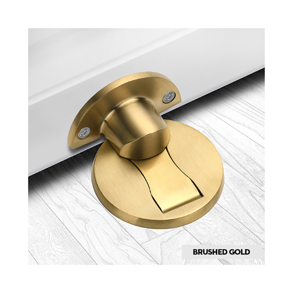 (Golden) 304 Stainless Steel Invisible Magnetic Door Catch Stopper Floor Metal Anti-Collision Doorstop 320997810506